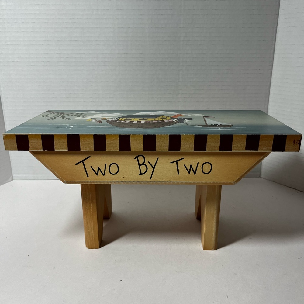 Child's Decorative Wooden Stool - Noah's Ark